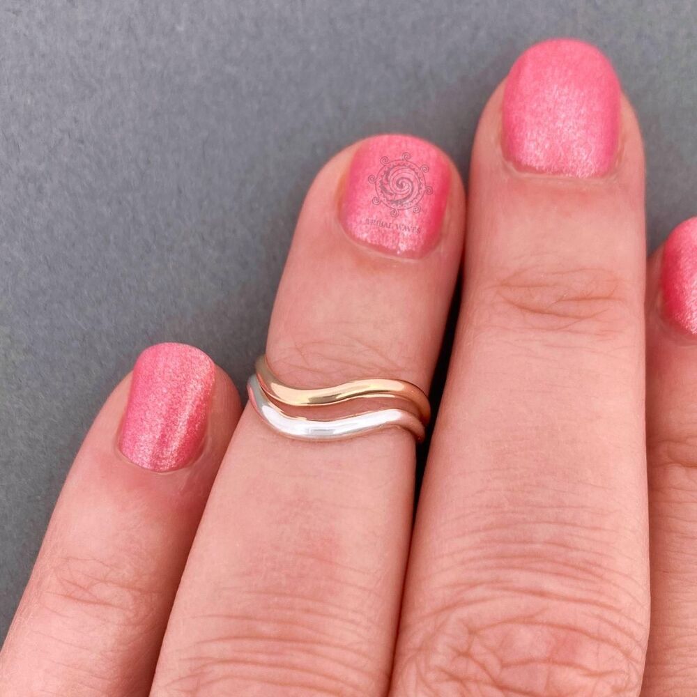 Mixed Metal Wave Ring made with 925 Sterling Silver, 14k Gold Fill Size 5